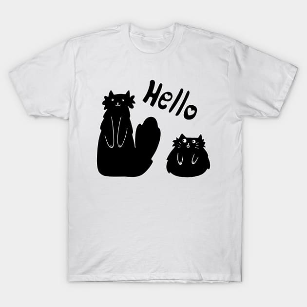 "Hello" Black Cats T-Shirt by saradaboru